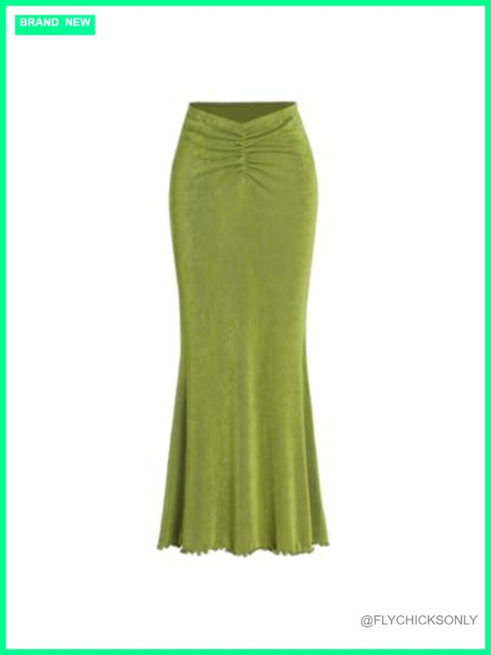 High Waist Mermaid Skirt Fishtail Ruched Bodycon Long Maxi Skirt Lettuce Trim